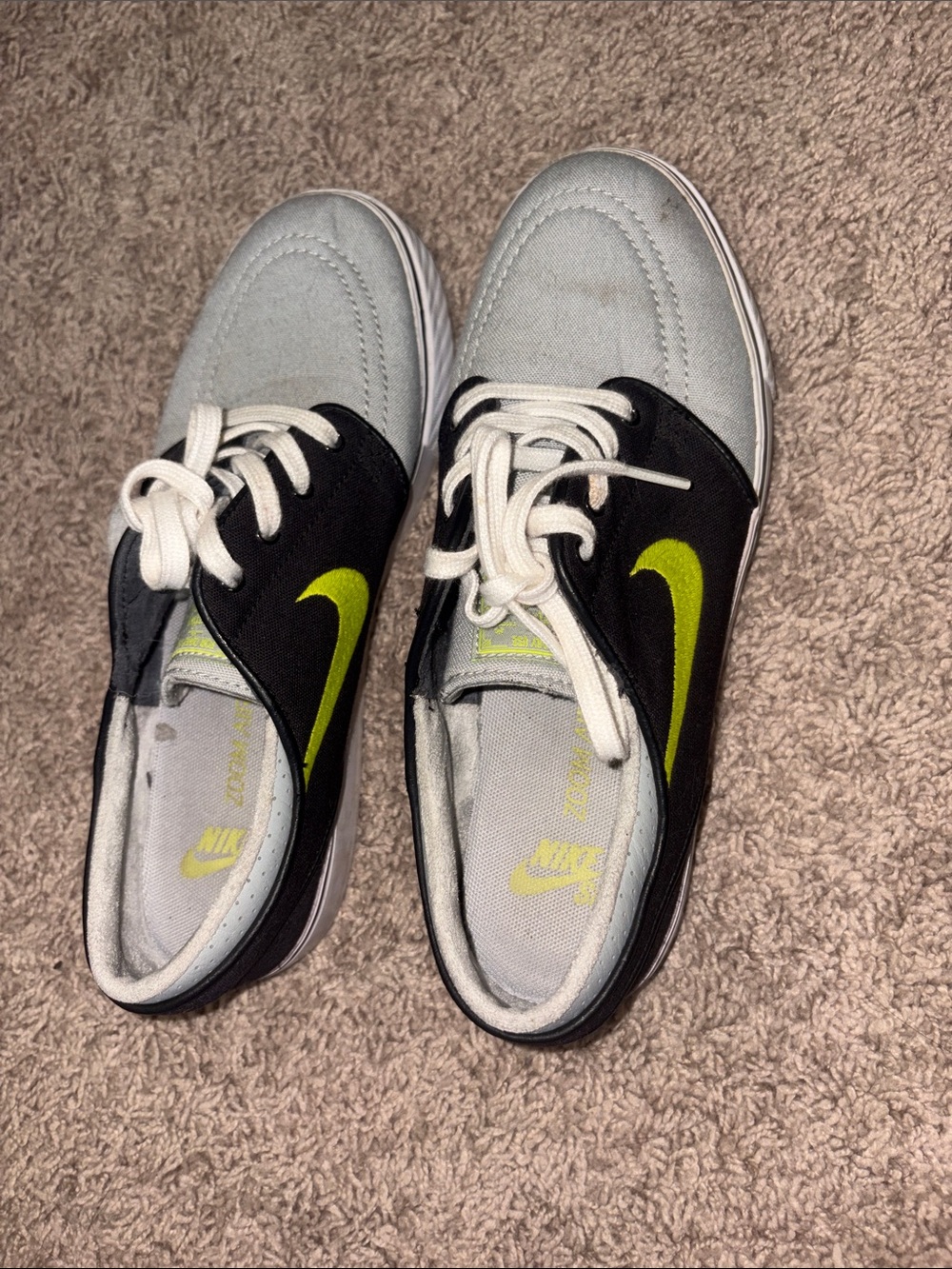 Nike Men’s Skate Sneakers - Black, Light Gray & Lime Green
